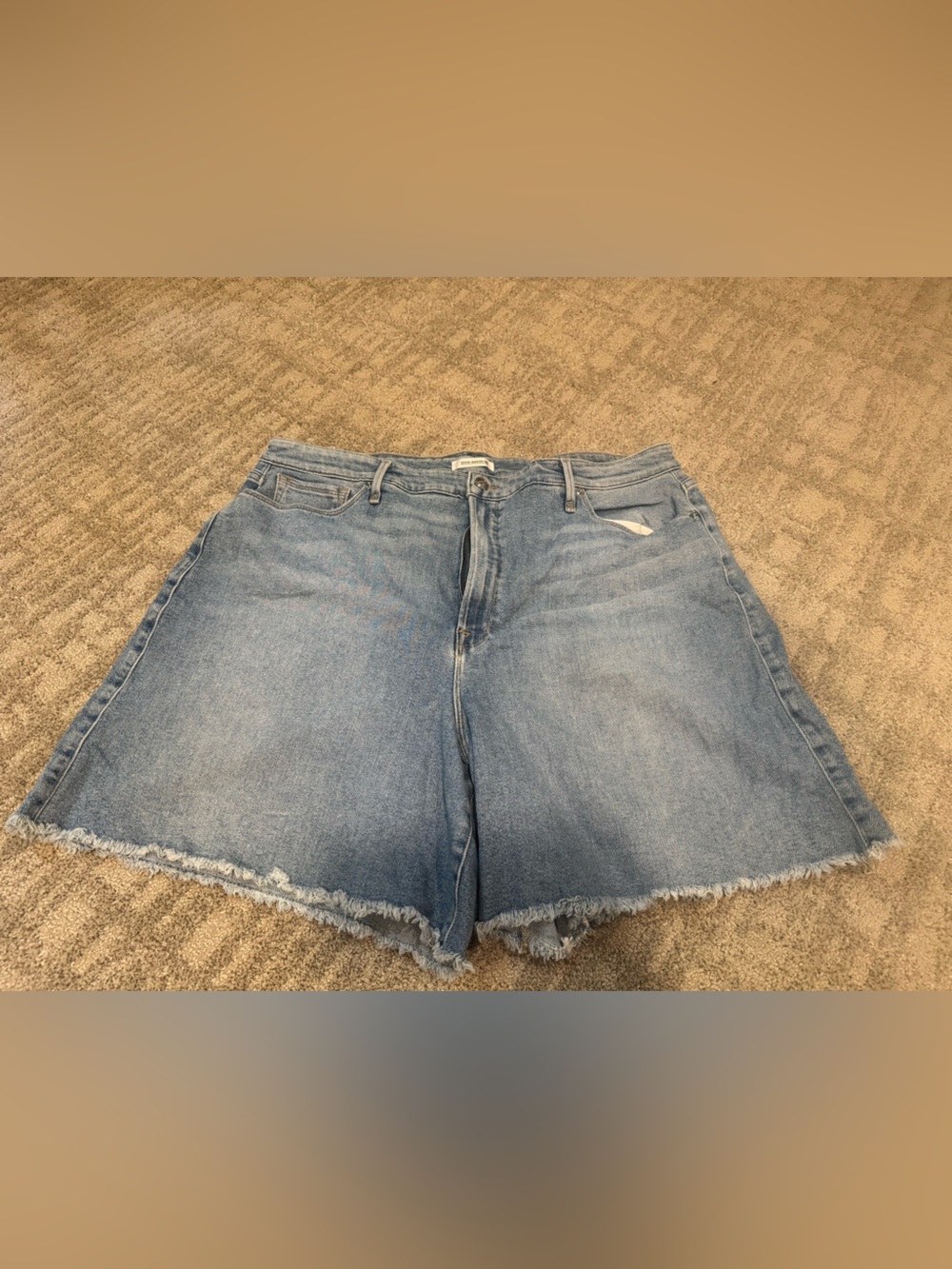 Good American Blue Jean Cut off Denim Shorts size 18